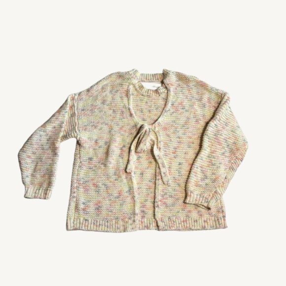 Aerie Off White and Colourful Knit Sweater Open Tie Back Size Medium - Picture 7 of 10